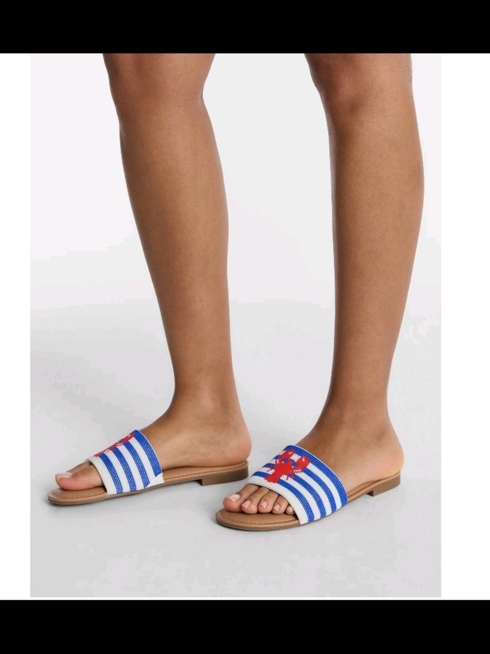 No Boundaries Beaded Slide Sandals NWT Blue Lobster Summer All Size